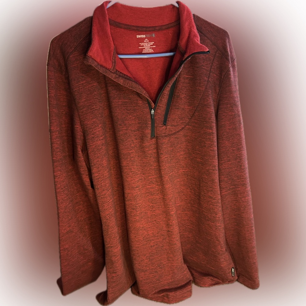 Swiss Tech Red Zip Up Sweater - Quarter Zip with Collar